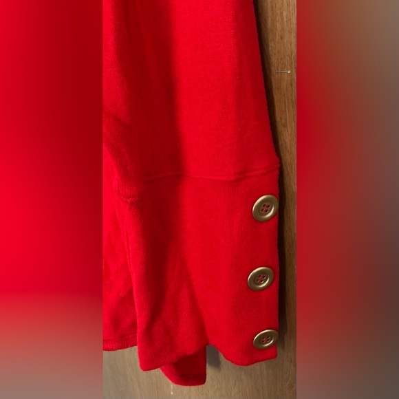 Ruby Rd Pullover Red Long Sleeve With Buttons Tunic Draw String Size 2X - Picture 3 of 9